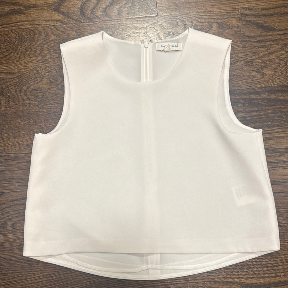 Club Monaco Cream Boxy Crop Tank Top